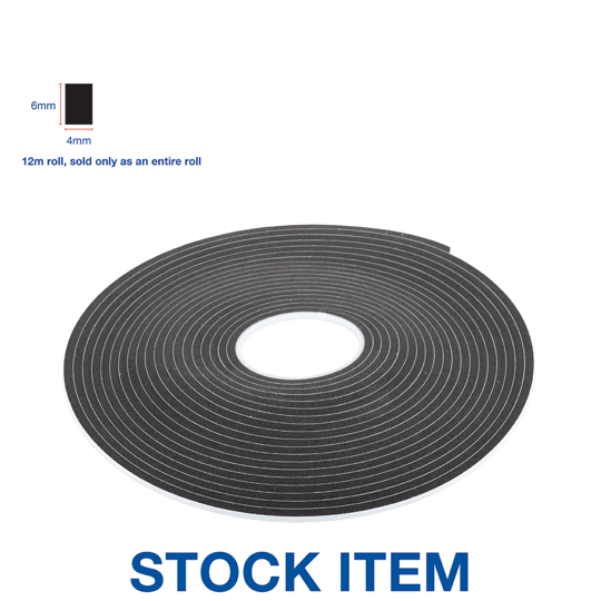 FOAM GLAZING TAPE 6.0MM X 4MM X 12M