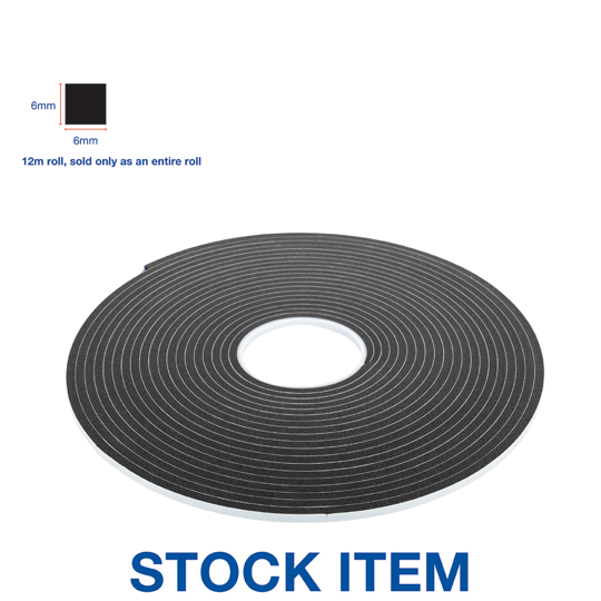 FOAM GLAZING TAPE - 6.0MM X 6MM X 12M