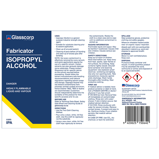 ISOPROPYL ALCOHOL LABEL- 1 LITRE