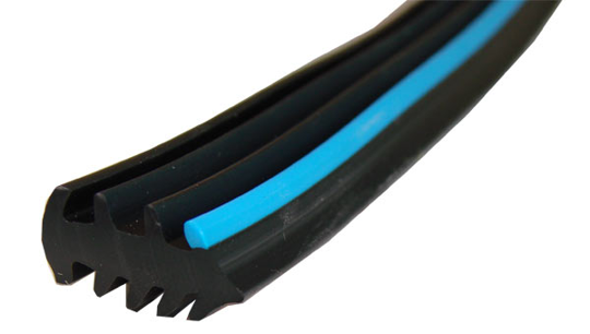 PVC BLACK WEDGE RUBBER - 7.5MM BLUE 100M