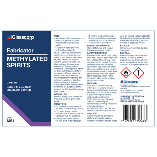 METHYLATED SPIRITS LABEL- 1 LITRE